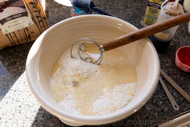 image of coconut macaroon dough being formed