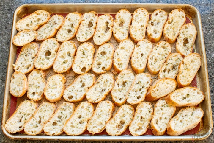 how to make crostini from French baguette slices