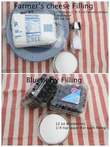 Vareniki fillings (cheese and blueberry)