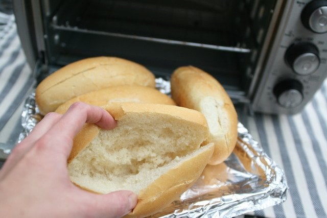 toasting bread for bratwurst sandwiches