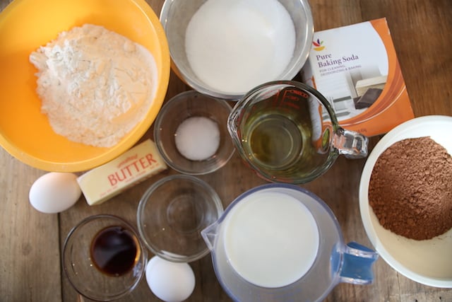 Ingredients for chocolate cake