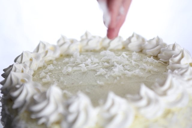 Close up of chocolate Raffaello cake