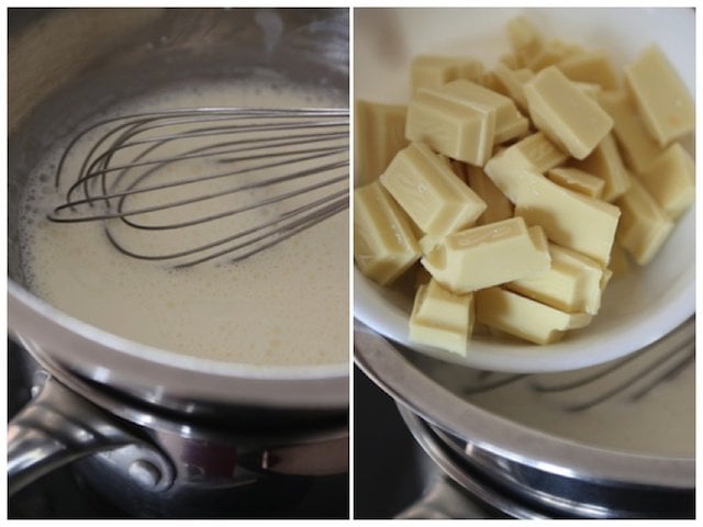 Melting white chocolate in heavy cream