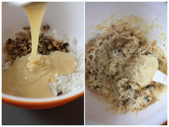Mixing coconut filling