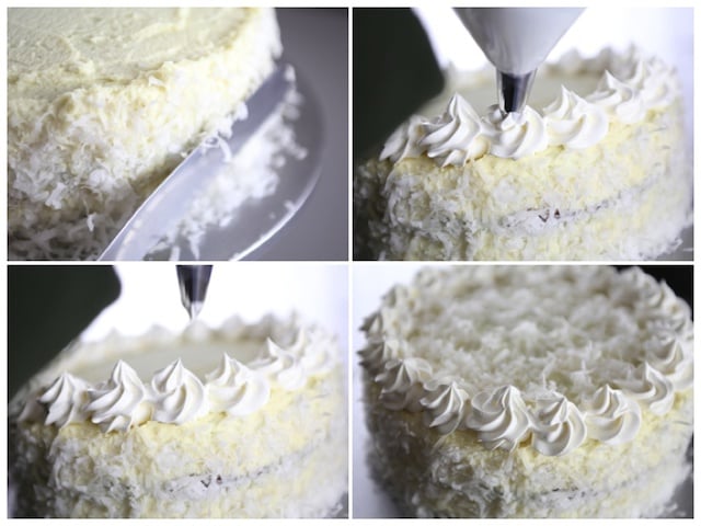 Decorating the Raffaello cake