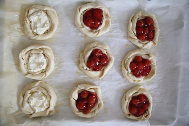 filled cheese Danishes filled cheese Danish pastries with cream cheese and canned cherries