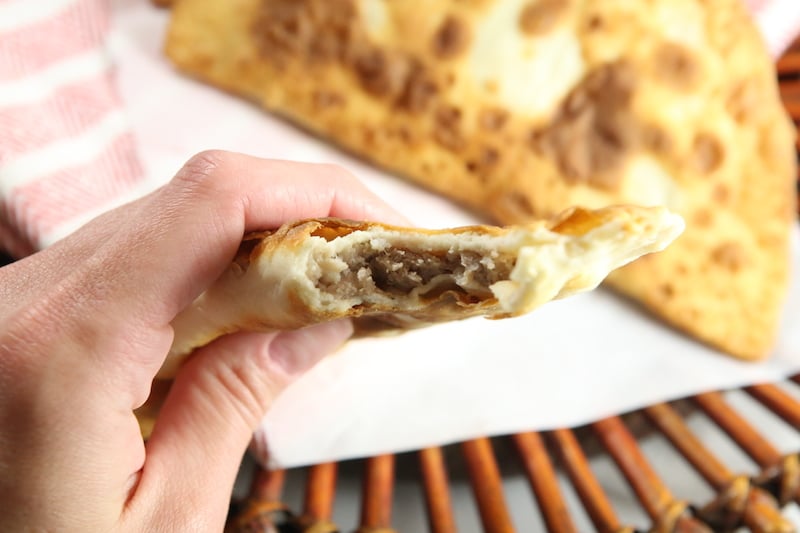 Close-up of Cooked Chebureki, showing the crispy texture