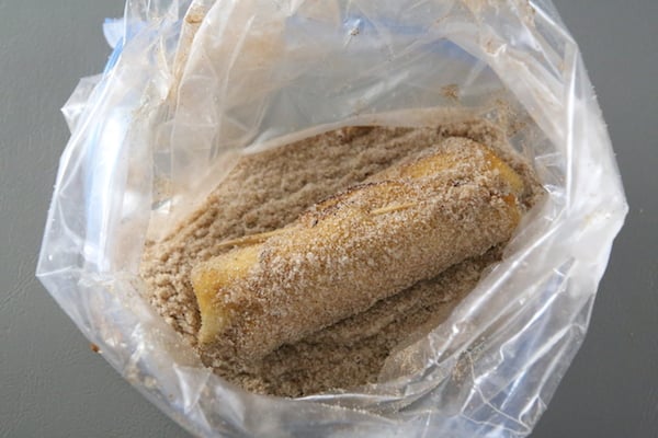 cheesecake chimichangas in the cinnamon sugar coating