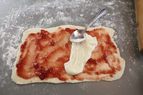 raspberry jam and cream cheese filled Rugelach