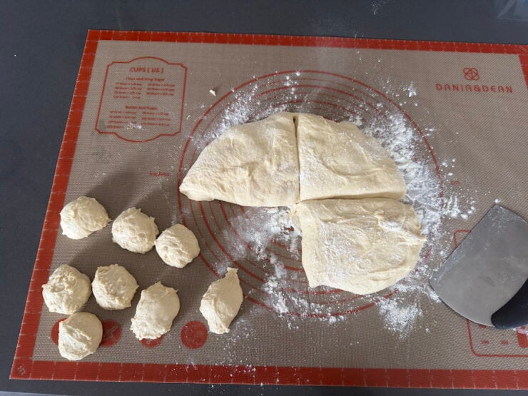 image of risen breadstick dough, ready to be rolled into breadsticks