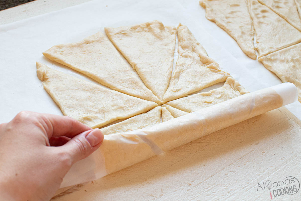 how to roll up crescent dough sheets for refrigeration like Pillsbury cans 