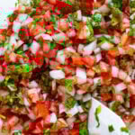 pico de gallo in a glass bowl