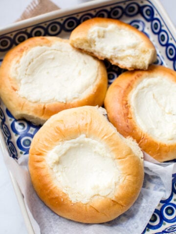 sweet yeast buns filled with a cream cheese filling