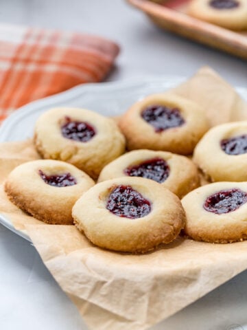 thumbprint butter cookies made with preserves