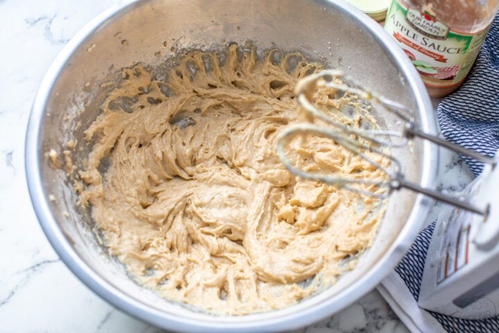 applesauce muffin batter beaten with a mixer