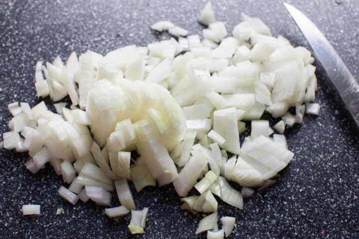 image of diced onions for Philly CheeseSteak sandwiches