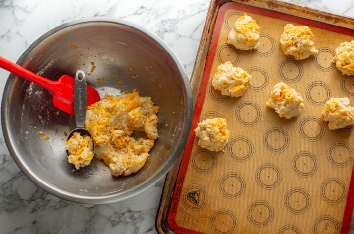 how to drop or scoop biscuits on baking sheet