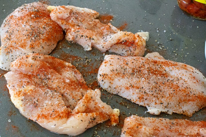 image of seasoned chicken breasts for Tuscan chicken