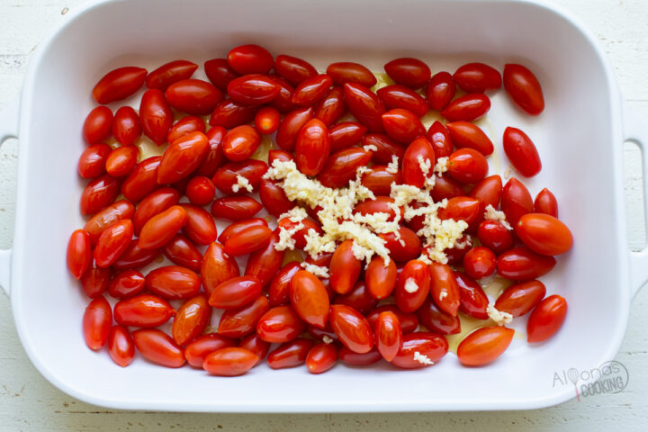 baked feta pasta prep
