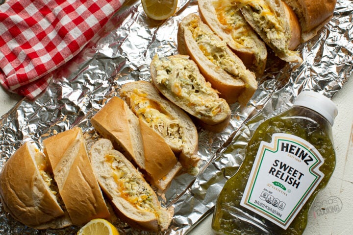 sliced chicken salad sandwich