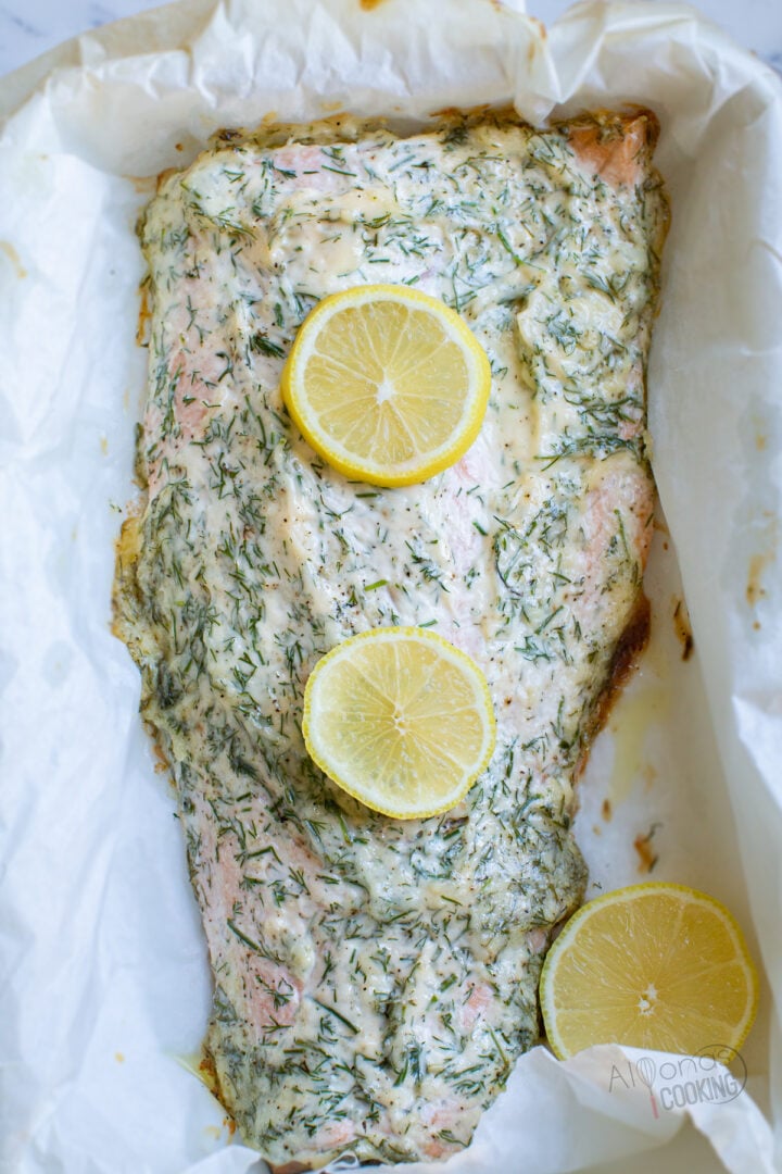 baked salmon with mayo