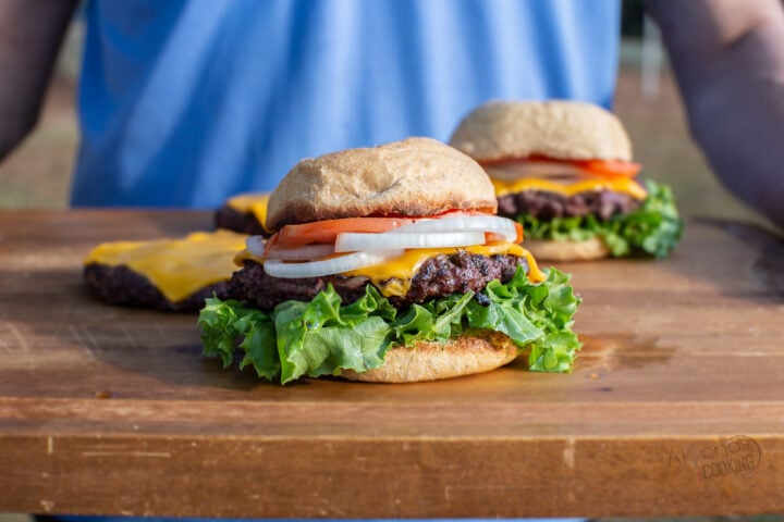 venison burgers in homemade hamburger bun