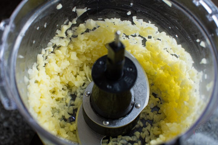 chopping vegetables in food processor