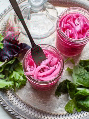 pickled red onions in brine