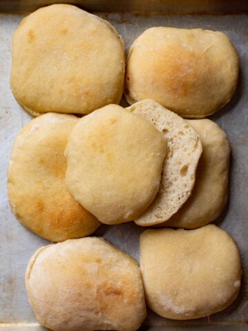 baked focaccia bread rolls