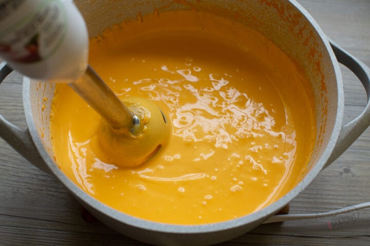 blending homemade Velveeta cheese