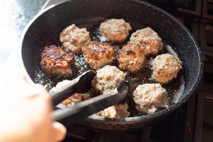 frying meatballs