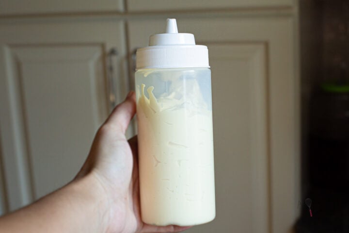 storing homemade mayonnaise in a squeeze bottle