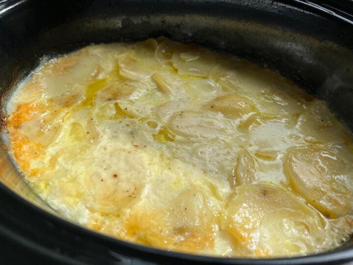 cheesy scalloped potatoes in the slow cooker