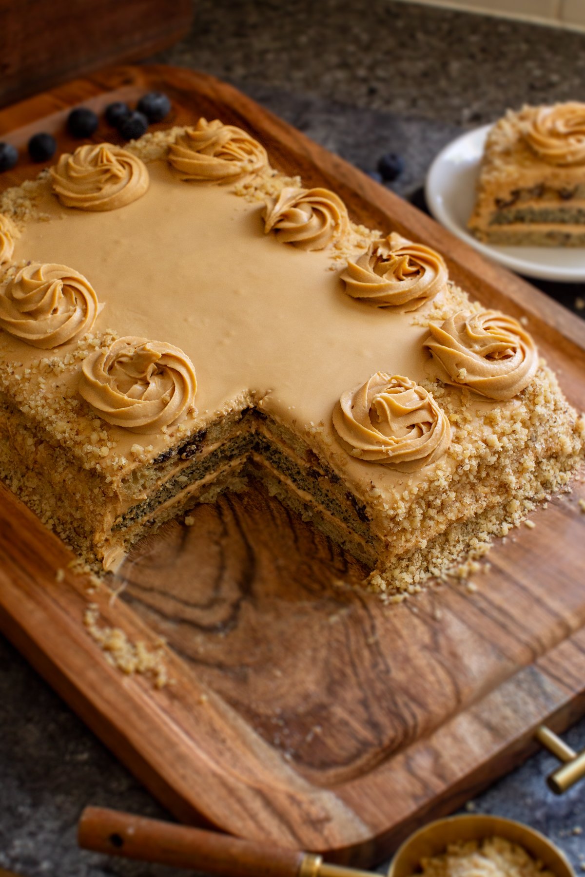 Ukrainian poppy seed cake with walnuts and raisins