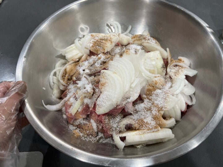 shashlik ingredients in a bowl