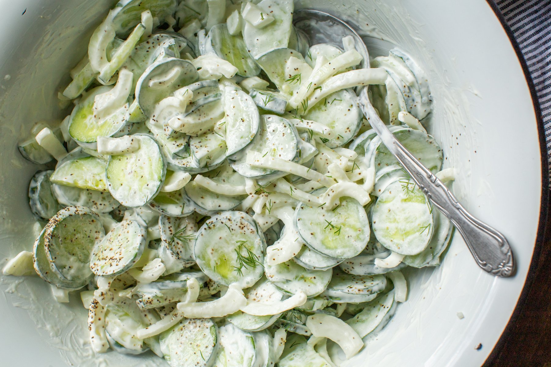creamy cucumber salad with onion