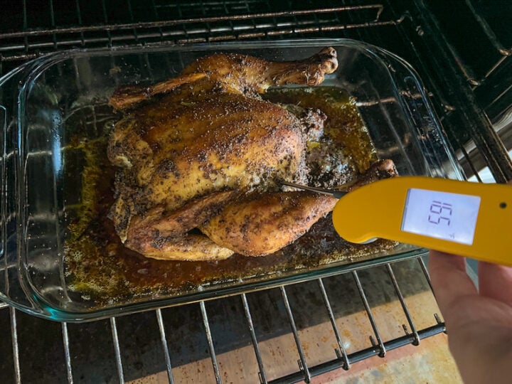 done oven-roasted whole chicken