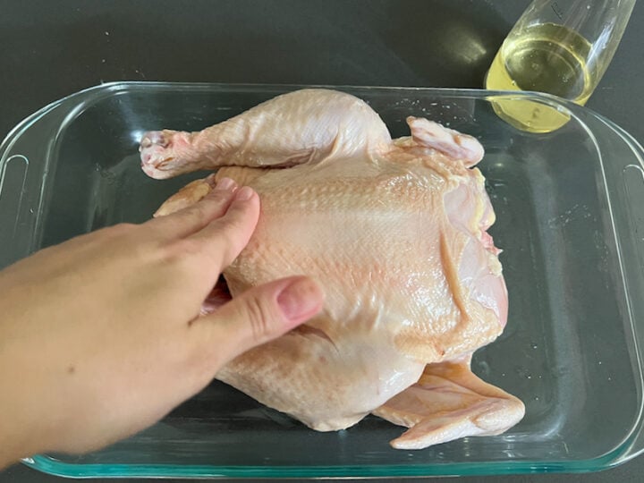 greased whole chicken