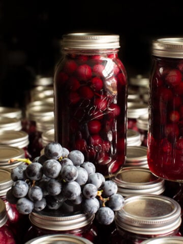 canned grape juice with Concord grapes