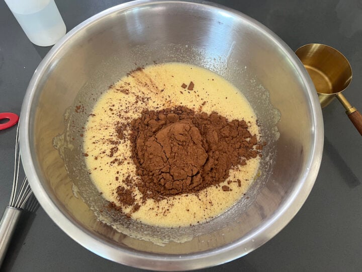 cocoa powder added to the Spartak cake batter