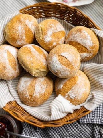 crusty sourdough rolls with freshly milled flour