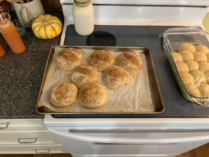baked whole wheat sourdough rolls