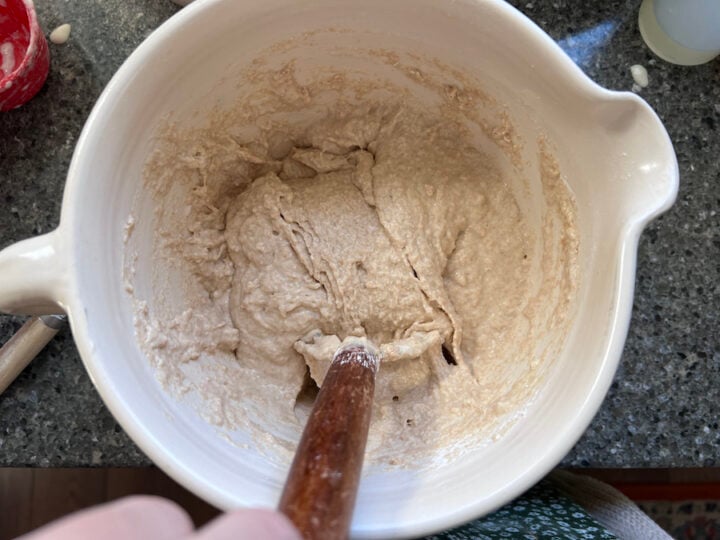 whole wheat sourdough panacke batter before soaking