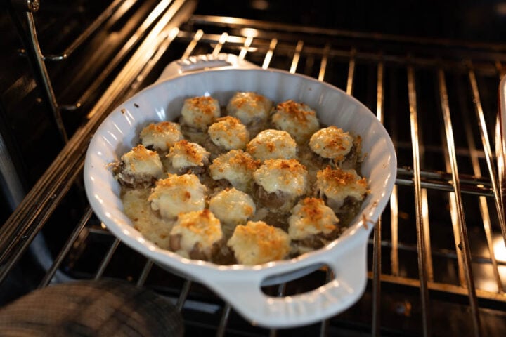 broiled stuffed mushrooms with a parmesan cheese crust