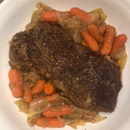Instant pot roast on a plate.