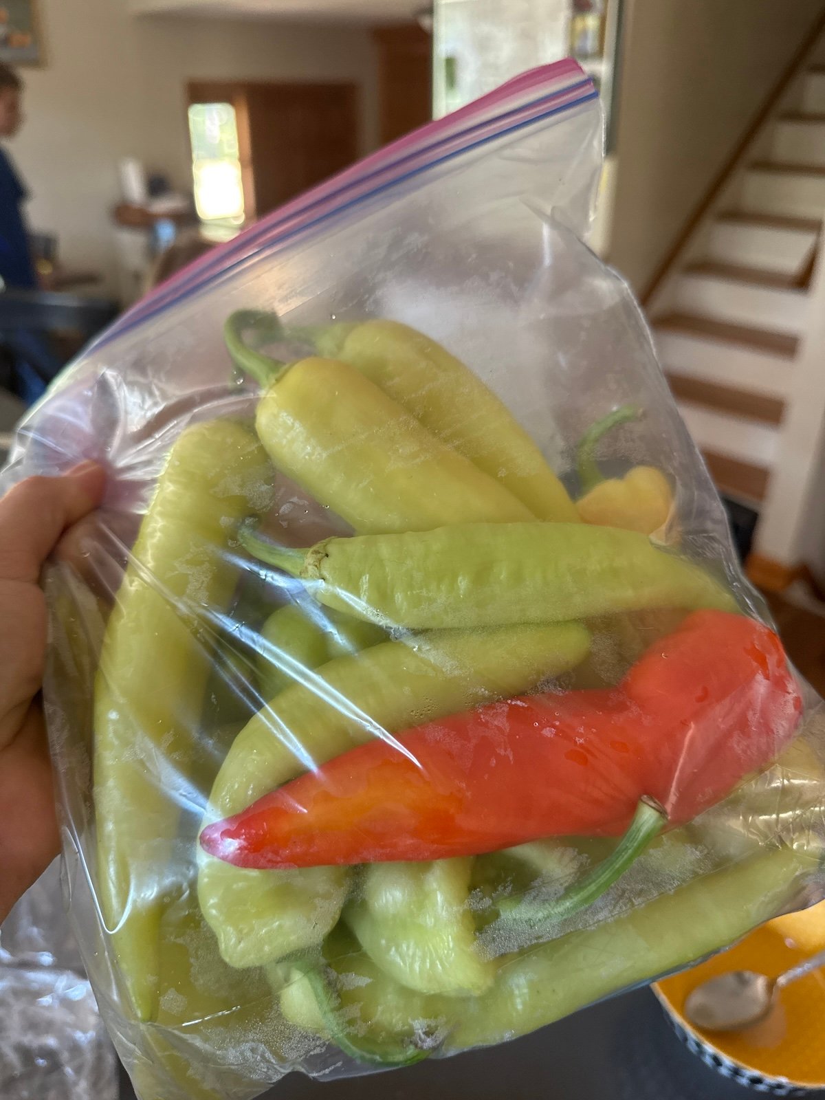 Bag of picked banana peppers