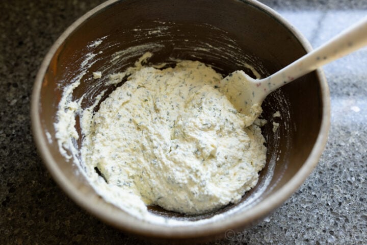 image of the ricotta cheese filling for homemade freezer lasagna