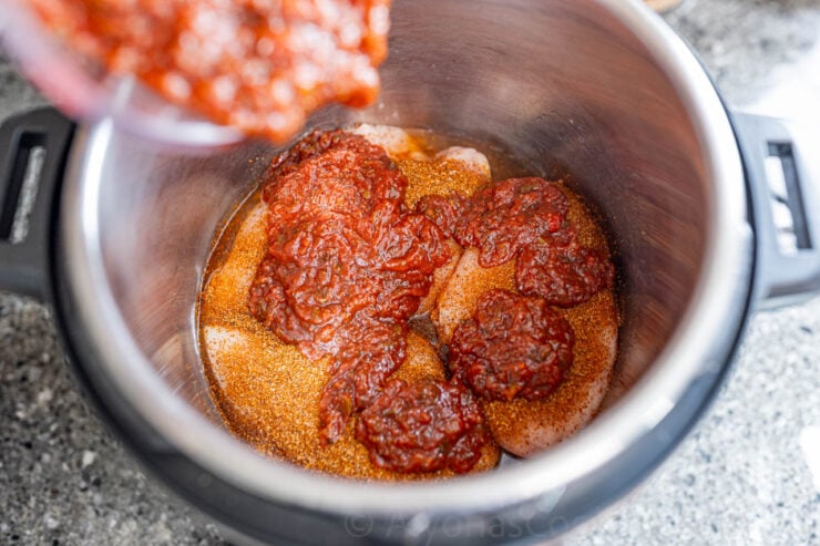 image of salsa chicken in the instant pot