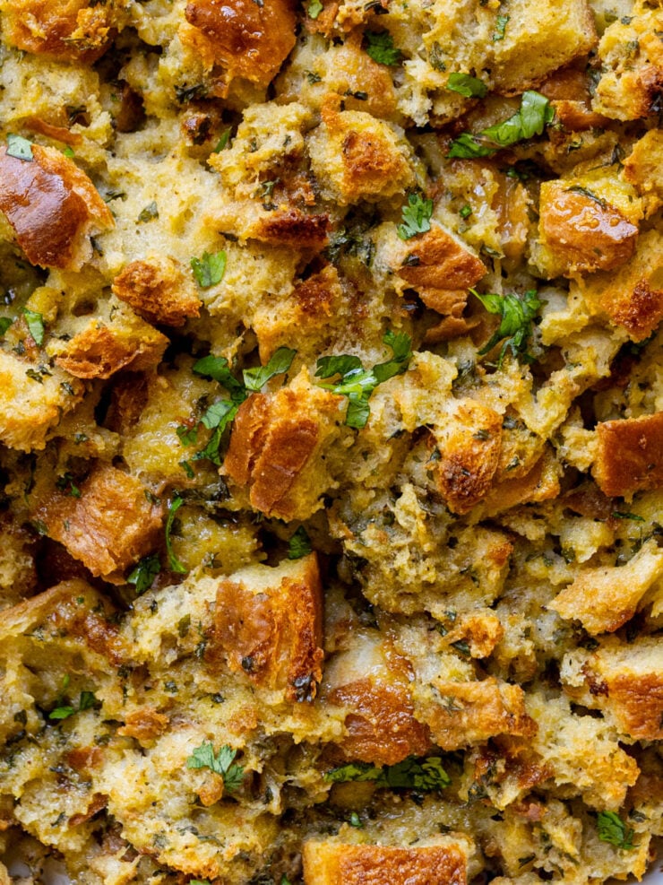 image of a close up on a homemade stuffing recipe