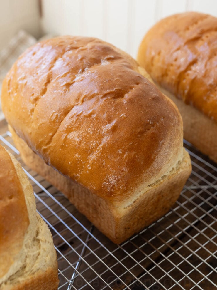 image of a sandwich loaf with a soft buttery, crust.